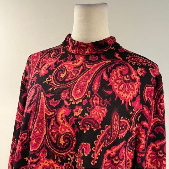 AGB Paisley print long sleeve a-line high neck sweater Dress size XL - Picture 2 of 13